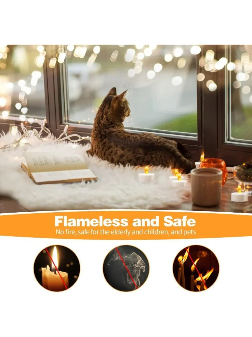 12 Pack Warm Yellow LED Tea Lights - Long Lasting 100+ Hours, Perfect for Decor